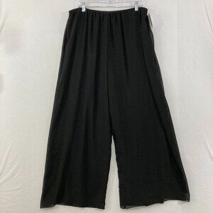 New Alex Evenings size 1X Black Wide Leg Layered Chiffon Pull-on Pants